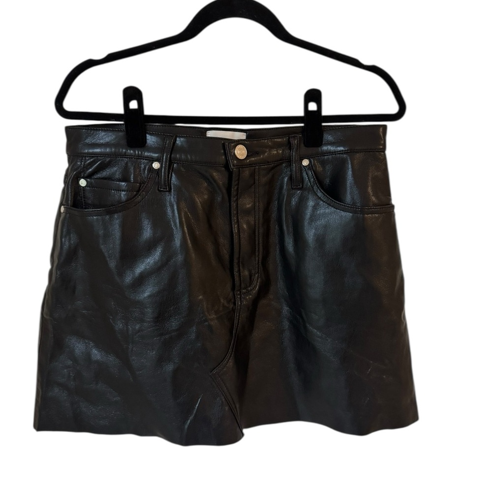 FRAME Black Noir, Le High ‘N’ Tight Recycled Leather Mini Skirt, Size 32 - Picture 6 of 9